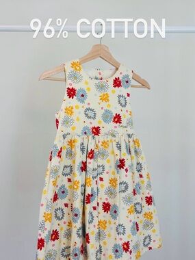 Cakewalk Girls' Ivory Floral Dress | 96% Cotton | Size 128, Size 7-8